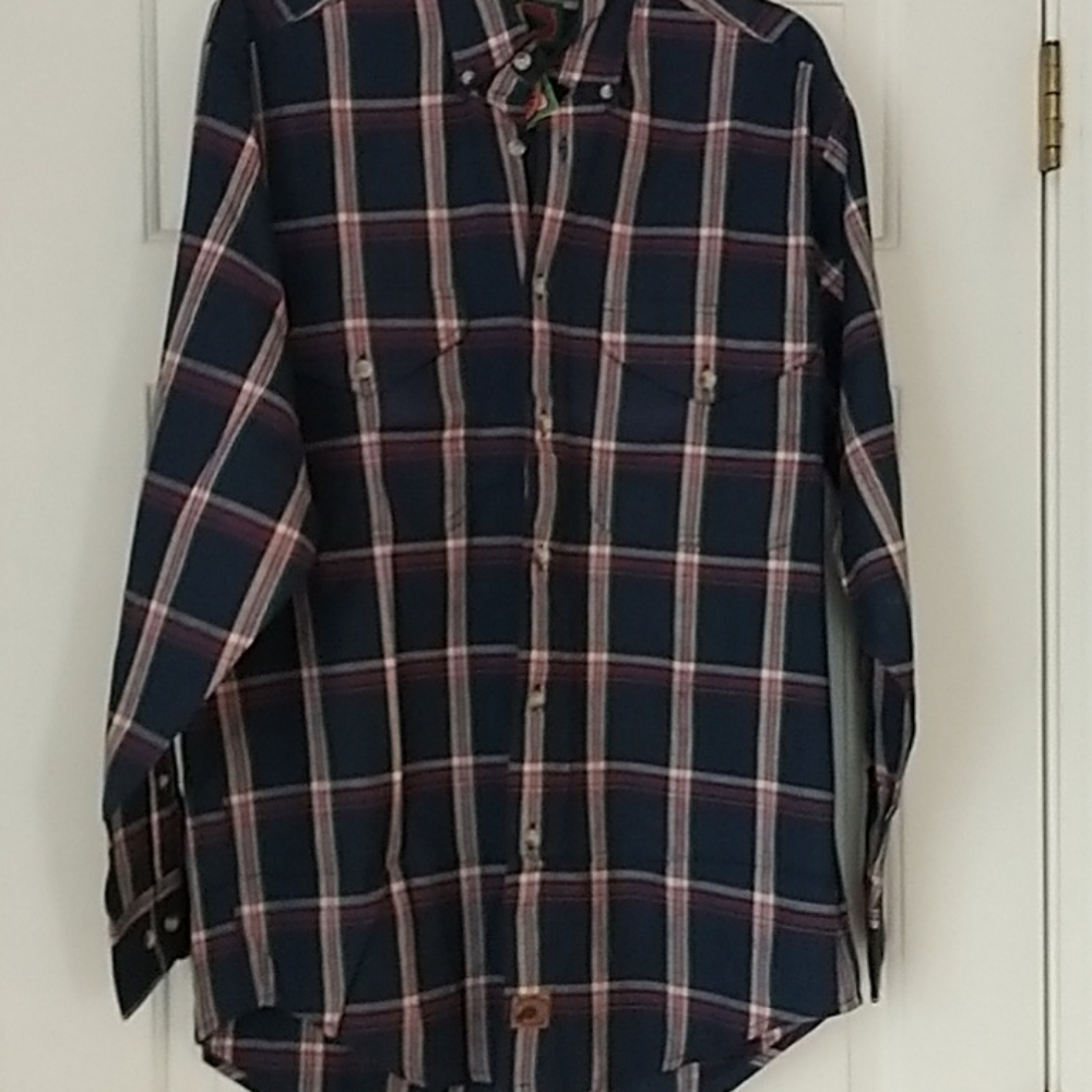 Boston Traders Navy/Red Plaid Button Front Shirt M - Picture 3 of 9